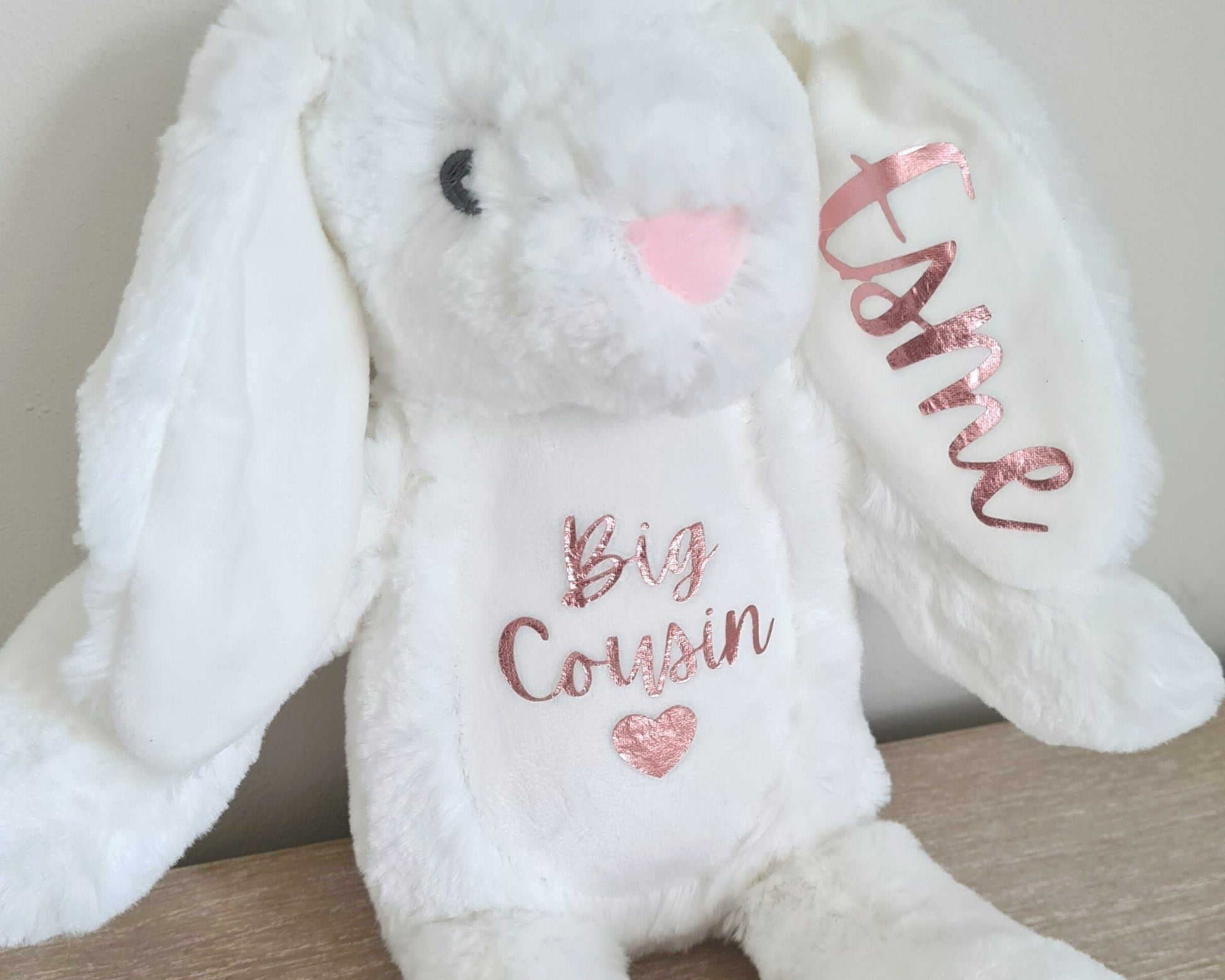 Cousins Personalised Soft Toy Bunny Teddy Gift Little Big Cousin Baby Birthday Present