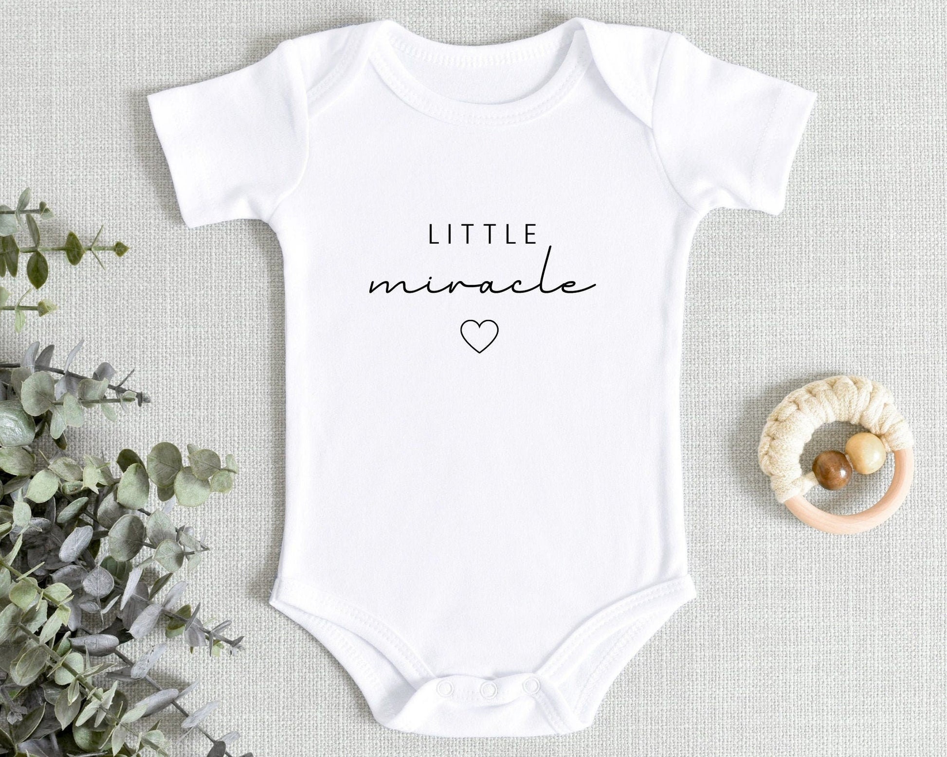 Little Miracle Baby Vest Pregnancy Reveal Bodysuit Rainbow Baby Shower Gift