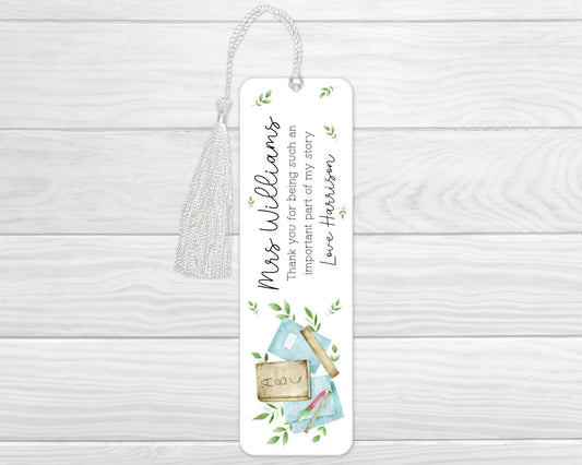 Personalised Teacher Bookmark Gift End Of Term Thank you Present
