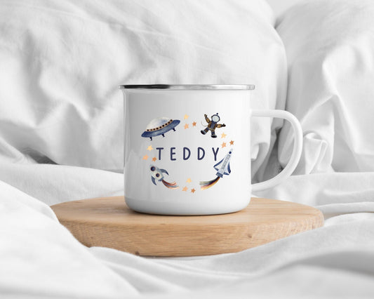Personalised Children's Mug Space Kids Enamel Cup Gift