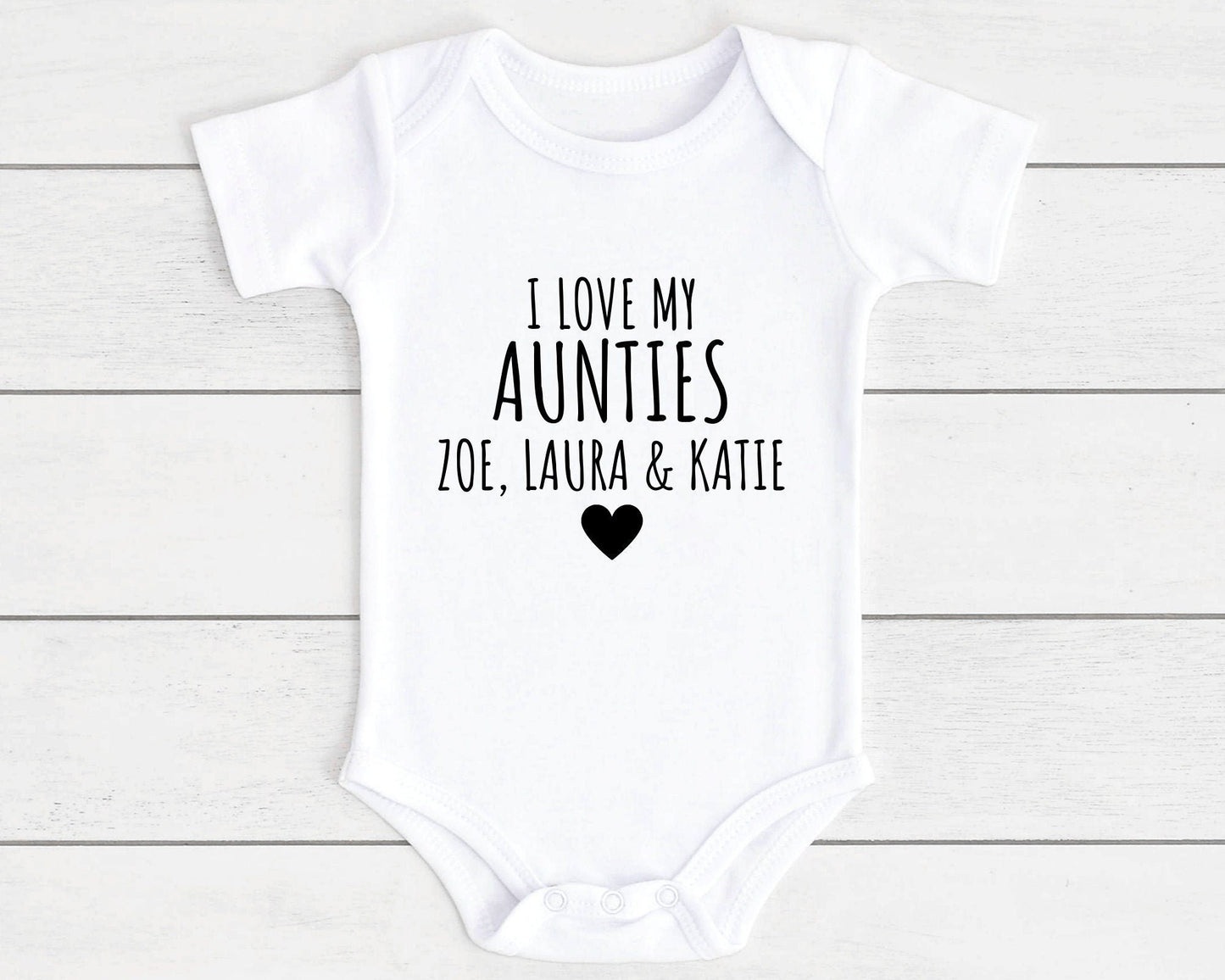Personalised I Love My Aunties Baby Vest Bodysuit Aunt Babygrow Newborn Gift - ANY NAMES