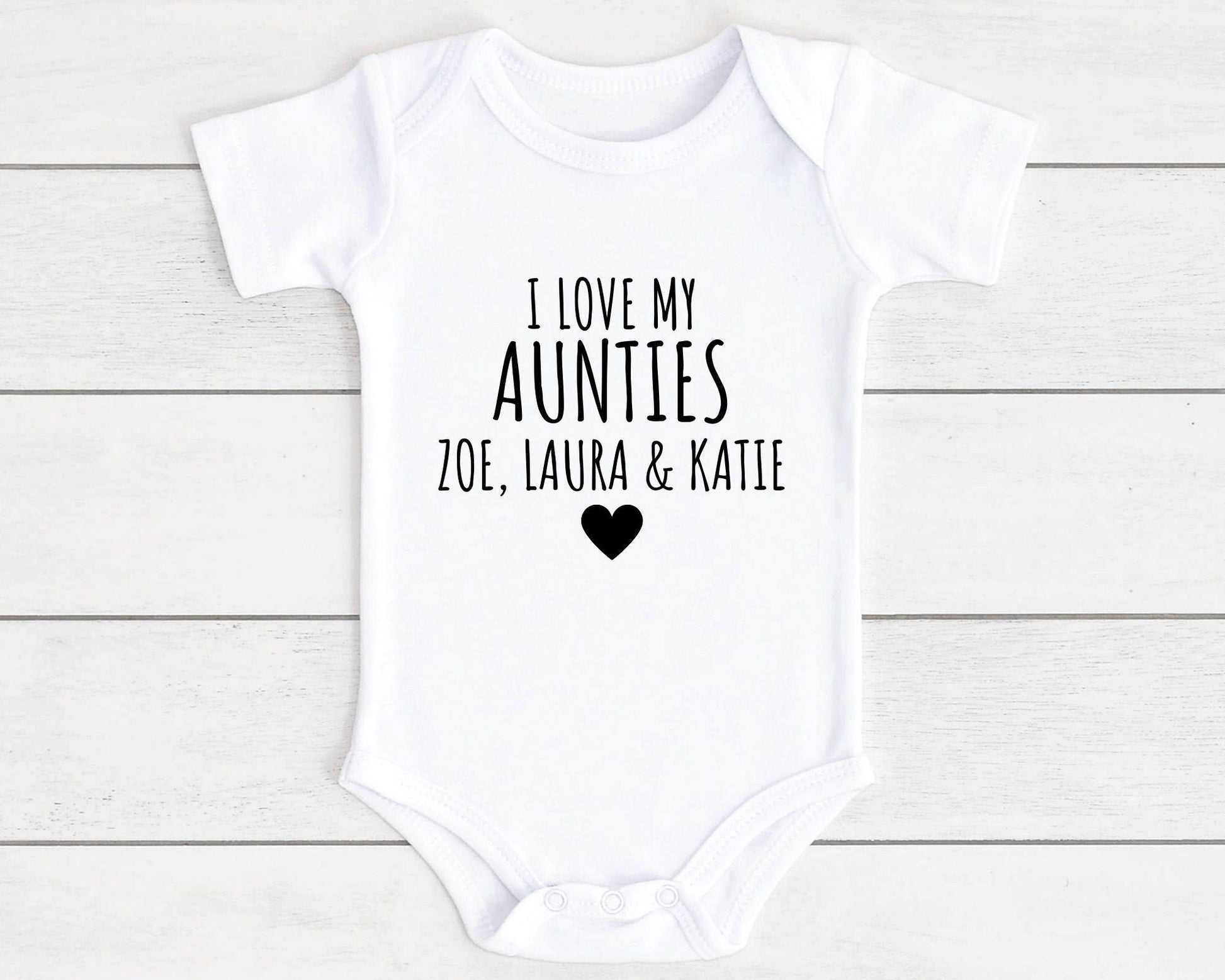 Personalised I Love My Aunties Baby Vest Bodysuit Aunt Babygrow Newborn Gift - ANY NAMES