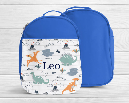 Personalised Lunch Bag Dinosaur Navy Dino Back To School Nursery Lunch Box