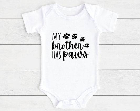 My Brother Sister Has Paws Pet Dog Baby Vest Cat Funny Newborn Baby Shower Gift