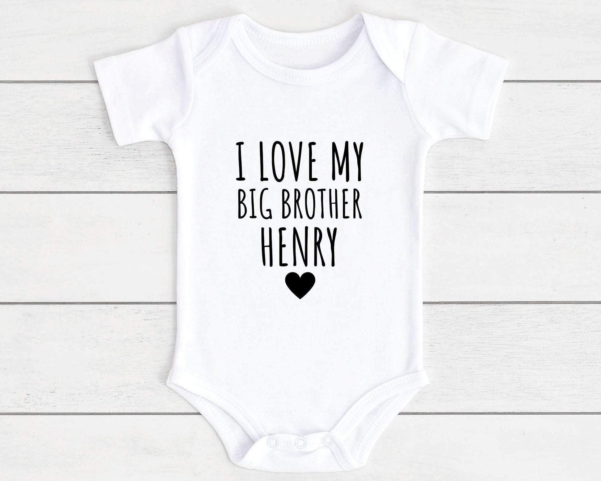 Personalised I Love My Big Brother Baby Vest Bodysuit Babygrow Newborn Sibling Gift - ANY NAME