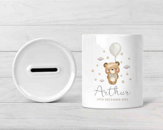 Personalised Money Box Baby Keepsake Piggy Bank Newborn Gift