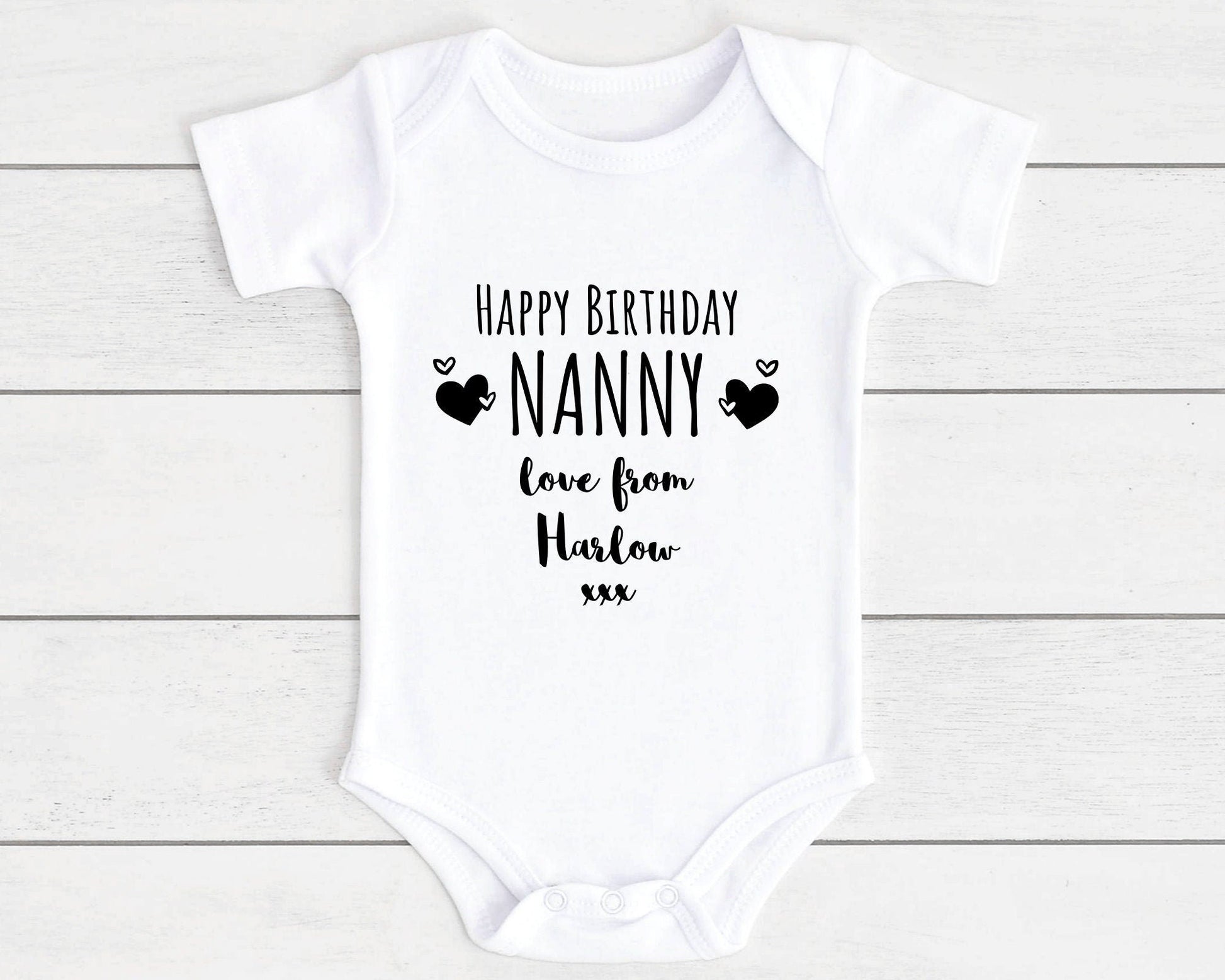 Happy Birthday Nanny Baby Vest Bodysuit Personalised Babygrow Gift