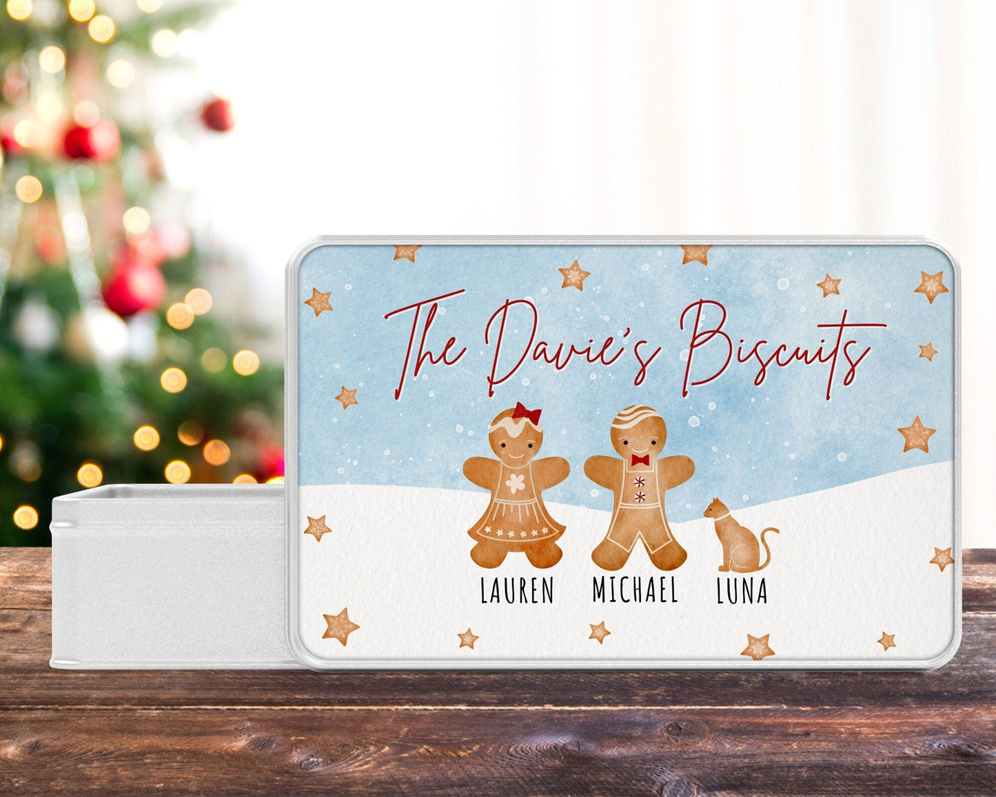 Personalised Biscuit Tin Christmas Gift Family Present