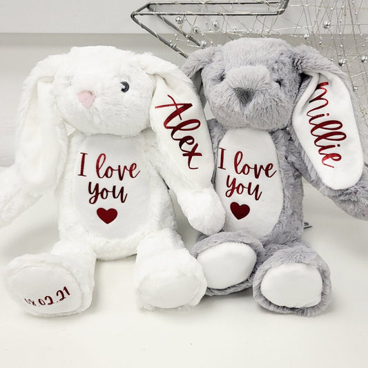 Valentine's Day Personalised Soft Toy Bunny Teddy Kids Girlfriend Boyfriend I Love You Gift Present