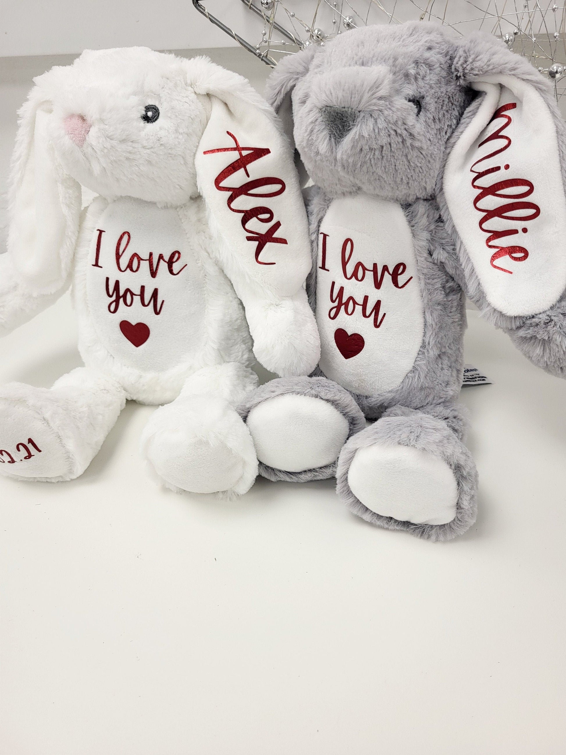 Valentine's Day Personalised Soft Toy Bunny Teddy Kids Girlfriend Boyfriend I Love You Gift Present