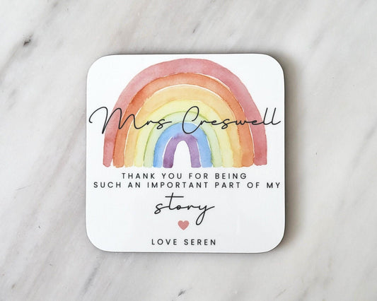 Personalised Thank you Teacher Coaster Gift End Of School Present