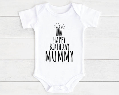 Happy Birthday Baby Vest Bodysuit Babygrow Gift For Daddy Nanny Auntie Etc