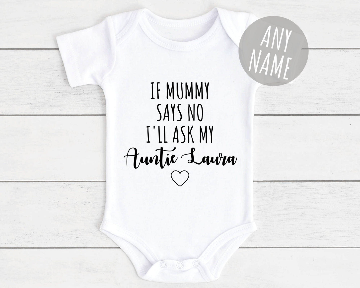 If Mummy Says No Baby Vest Personalised Auntie Bodysuit Funny Babygrow Newborn Pregnancy Baby Shower Gift