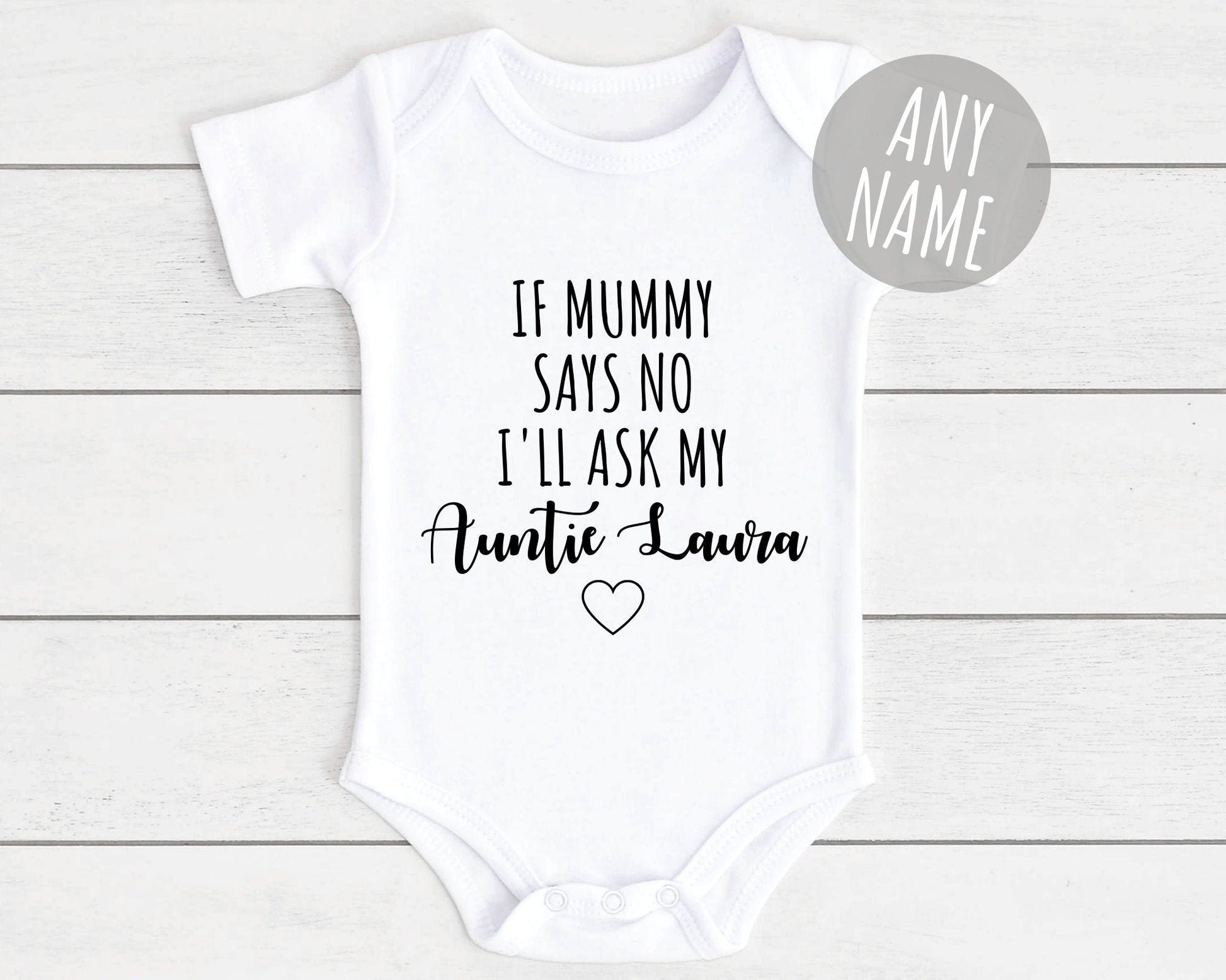 If Mummy Says No Baby Vest Personalised Auntie Bodysuit Funny Babygrow Newborn Pregnancy Baby Shower Gift