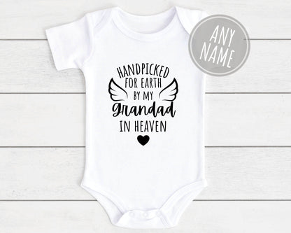 Handpicked For Earth Baby Vest Pregnancy Announcement Grandad Brother Nanny Memorial Bodysuit Gift