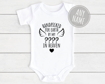 Handpicked For Earth Baby Vest Pregnancy Announcement Grandad Brother Nanny Memorial Bodysuit Gift