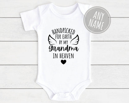Handpicked For Earth Baby Vest Pregnancy Announcement Grandad Brother Nanny Memorial Bodysuit Gift