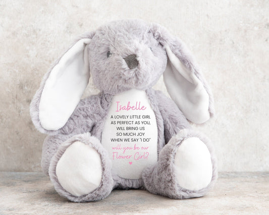 Flower Girl Gift Soft Toy Bunny Teddy Personalised Girls Wedding Present