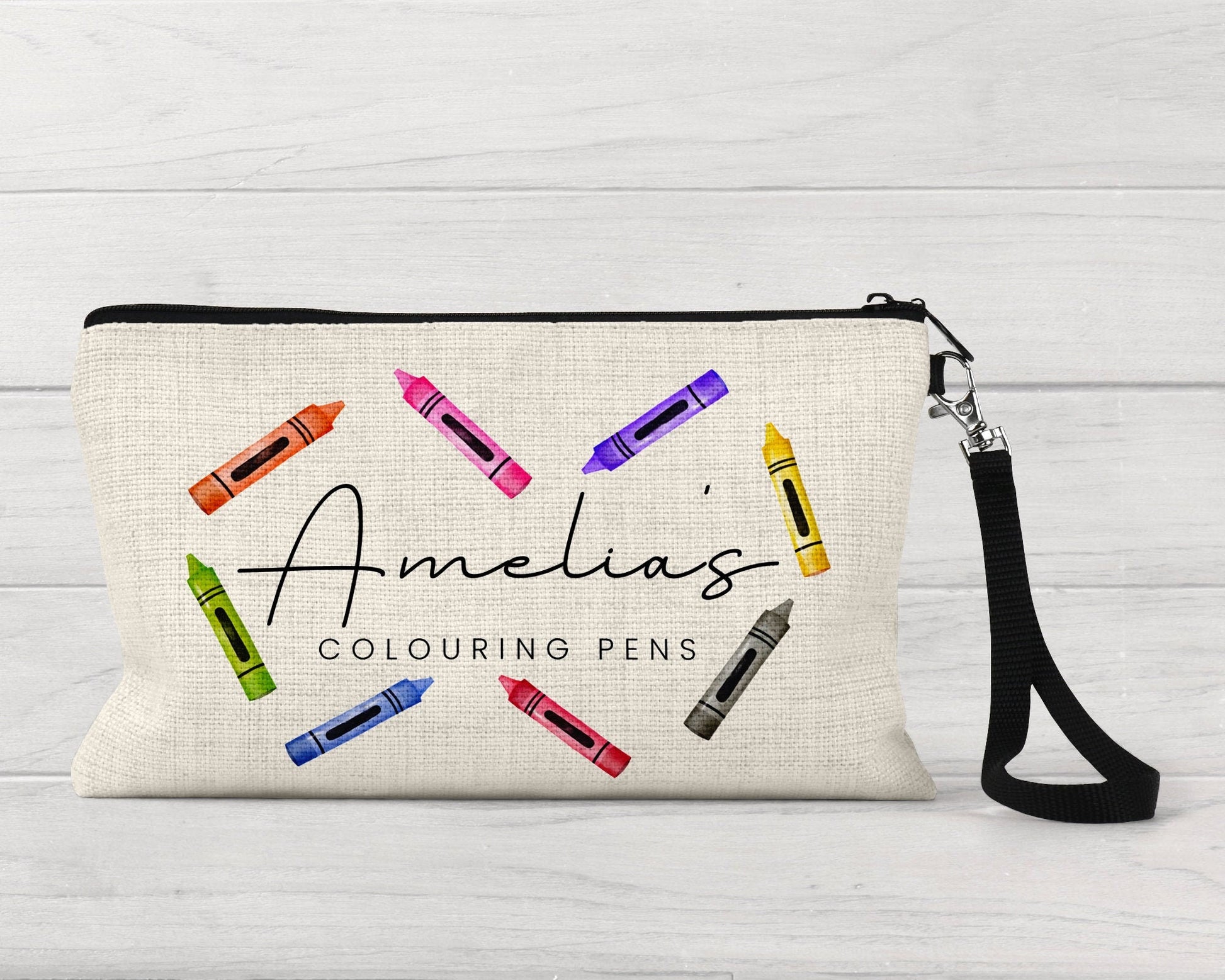 Personalised Colouring Pens Crayons Storage Pouch Bag Kids Birthday Gift