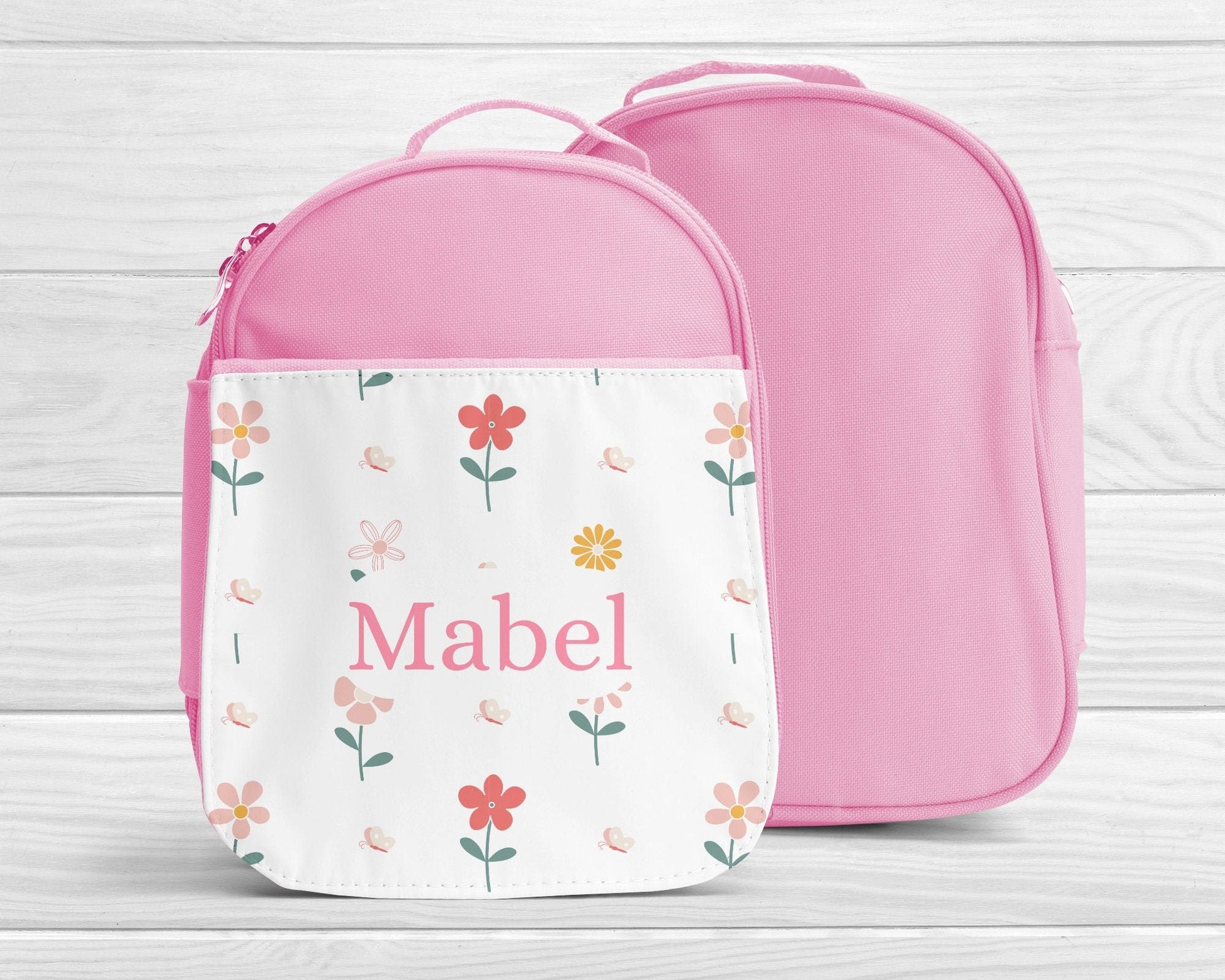 Personalised Lunch Bag Girls Pink Floral Back To School Nursery Lunch Box