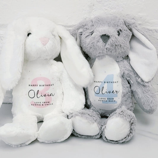 Children's Birthday Personalised Soft Toy Bunny 2nd 3rd 4th Gift Present