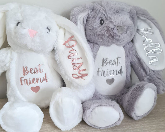 Best Friend Personalised Soft Toy Bunny Teddy Easter Gift Rose Gold Girls Baby Birthday Present