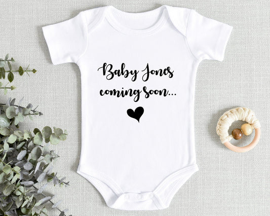 Pregnancy Announcement Baby Vest Bodysuit Reveal Coming Soon Gift