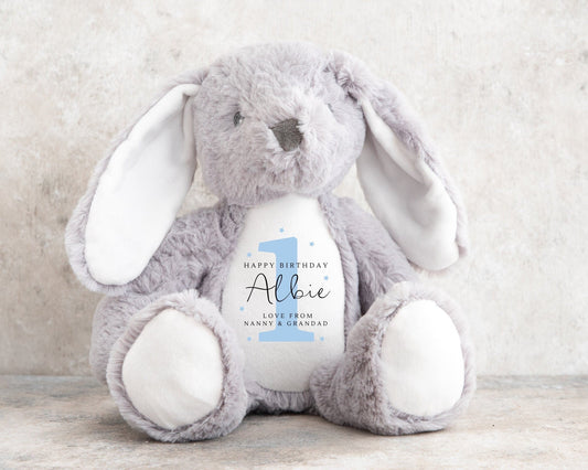 First Birthday Personalised Soft Toy Bunny Teddy Gift Present