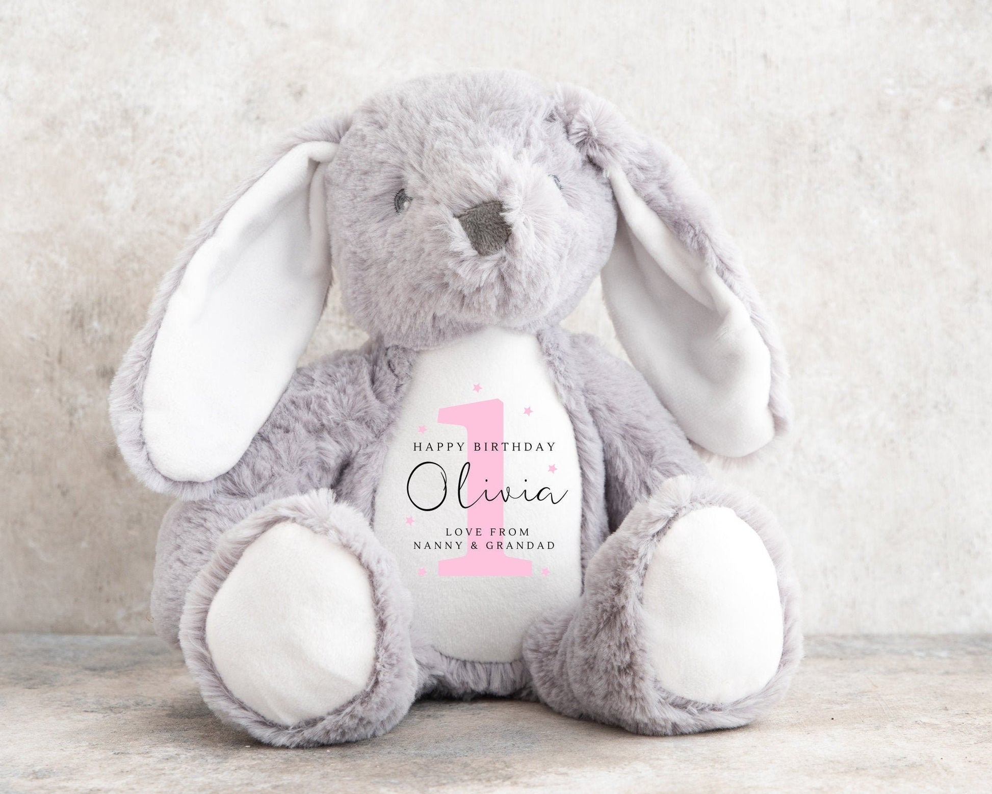 First Birthday Personalised Soft Toy Bunny Teddy Gift Present