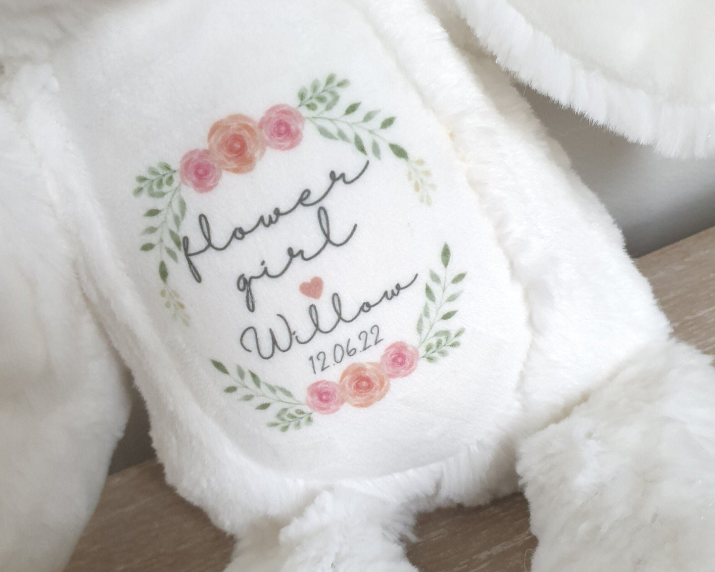 Flower Girl Gift Soft Toy Bunny Teddy Personalised Girls Wedding Present