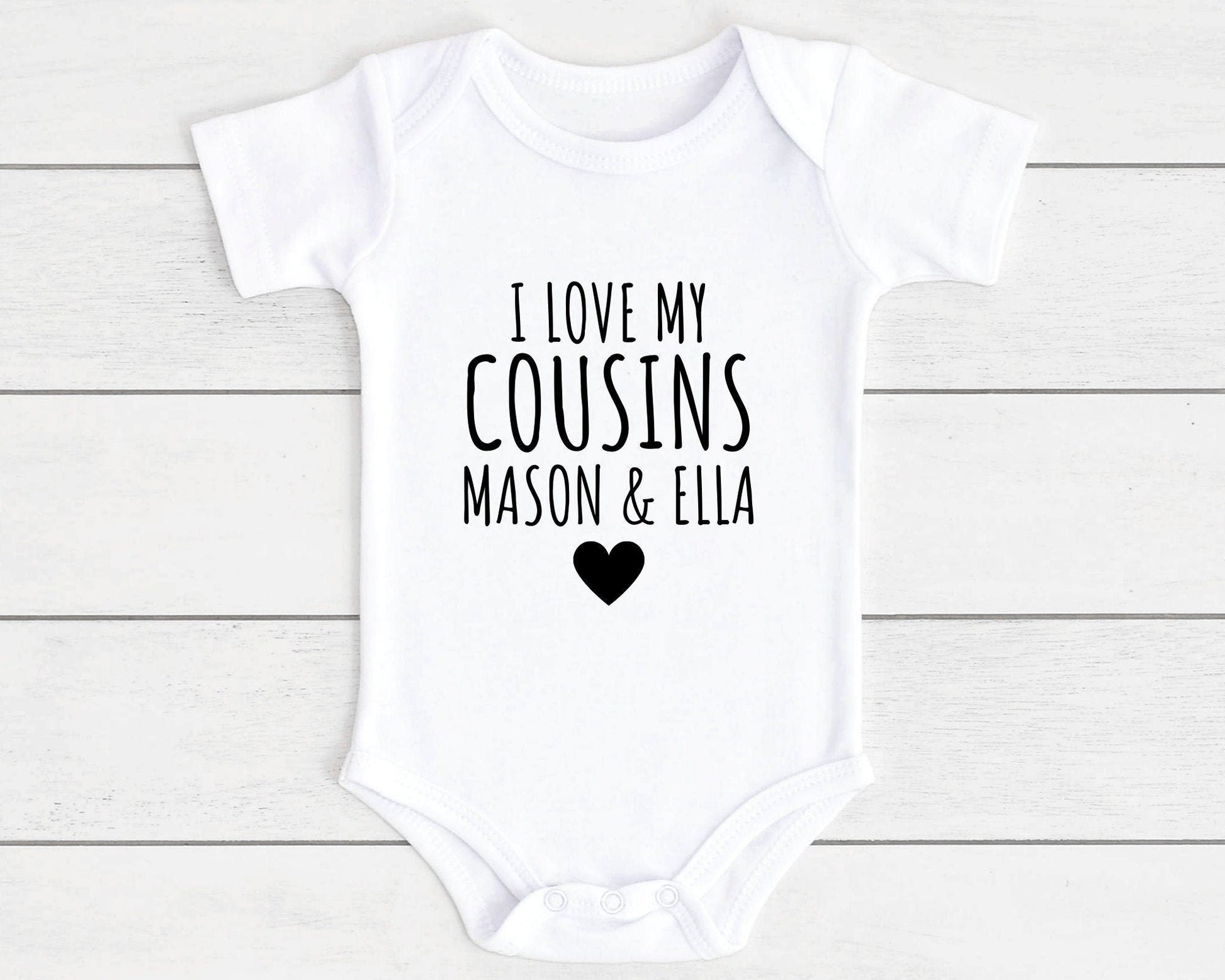 Personalised I Love My Cousins Baby Vest Bodysuit Cousin Babygrow Newborn Gift - ANY NAMES