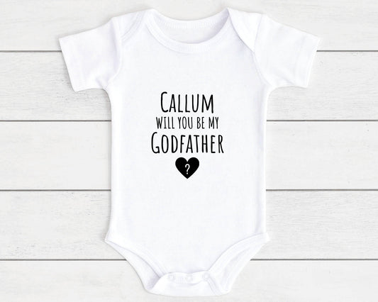 Personalised Will You Be My Godfather Baby Vest Bodysuit Godparent Gift