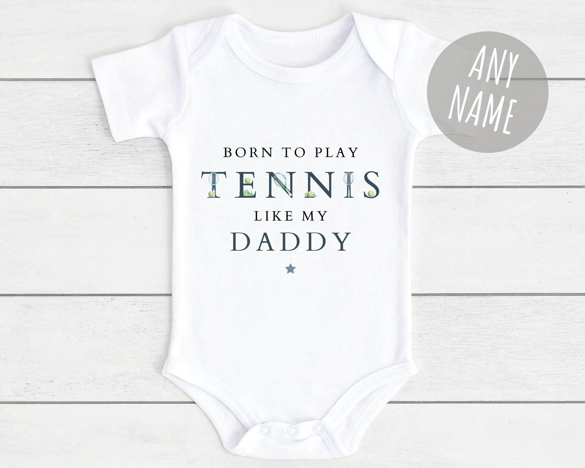 Tennis Baby Vest Personalised Born To Play Tennis Like Daddy Grandad Bodysuit Gift