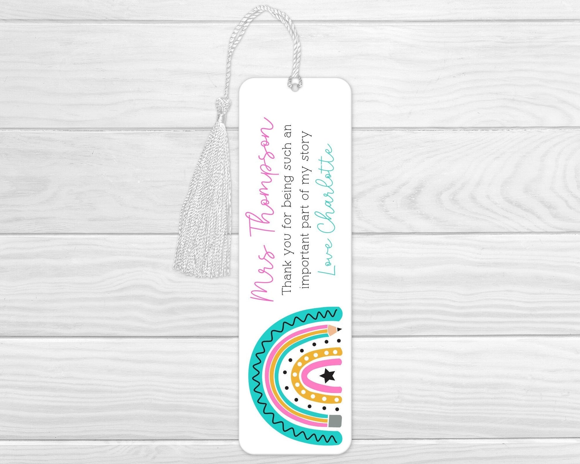 Personalised Teacher Bookmark Gift End Of Term Thank you Present