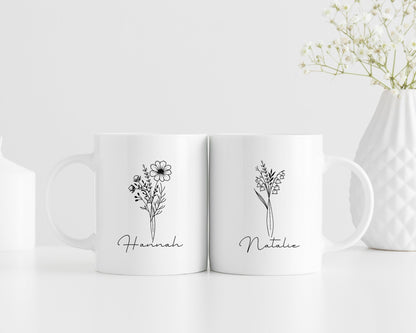 Birth Flower Mug Personalised Birthday Month Gift