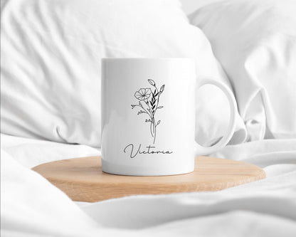 Birth Flower Mug Personalised Birthday Month Gift