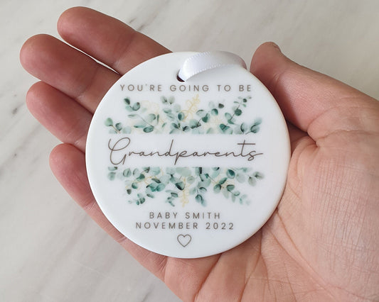 Grandparents Pregnancy Reveal Ornament Announcement Personalised Gift Decoration