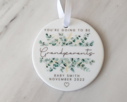 Grandparents Pregnancy Reveal Ornament Announcement Personalised Gift Decoration