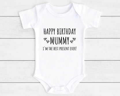 Happy Birthday Baby Vest Bodysuit Babygrow Gift For Daddy Nanny Auntie Etc