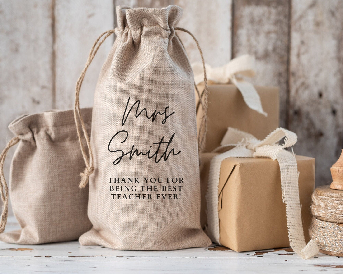 Teacher Thank You Gift Personalised Wine Bottle Bag End Of Term Summer Present