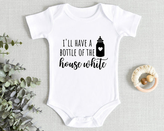 Funny Baby Vest Bottle Of House White Milk Bodysuit Babygrow Gift