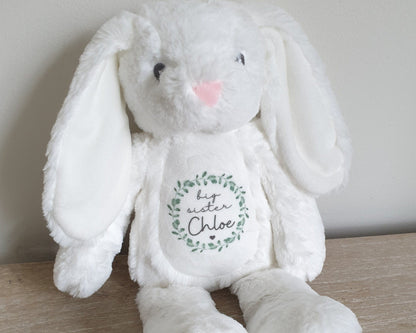 Sisters Brothers Personalised Soft Toy Bunny Teddy Gift Little & Big Sister New Baby Present