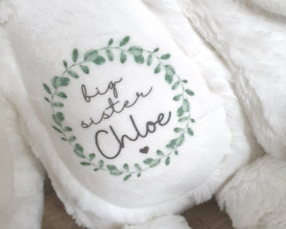 Sisters Brothers Personalised Soft Toy Bunny Teddy Gift Little & Big Sister New Baby Present