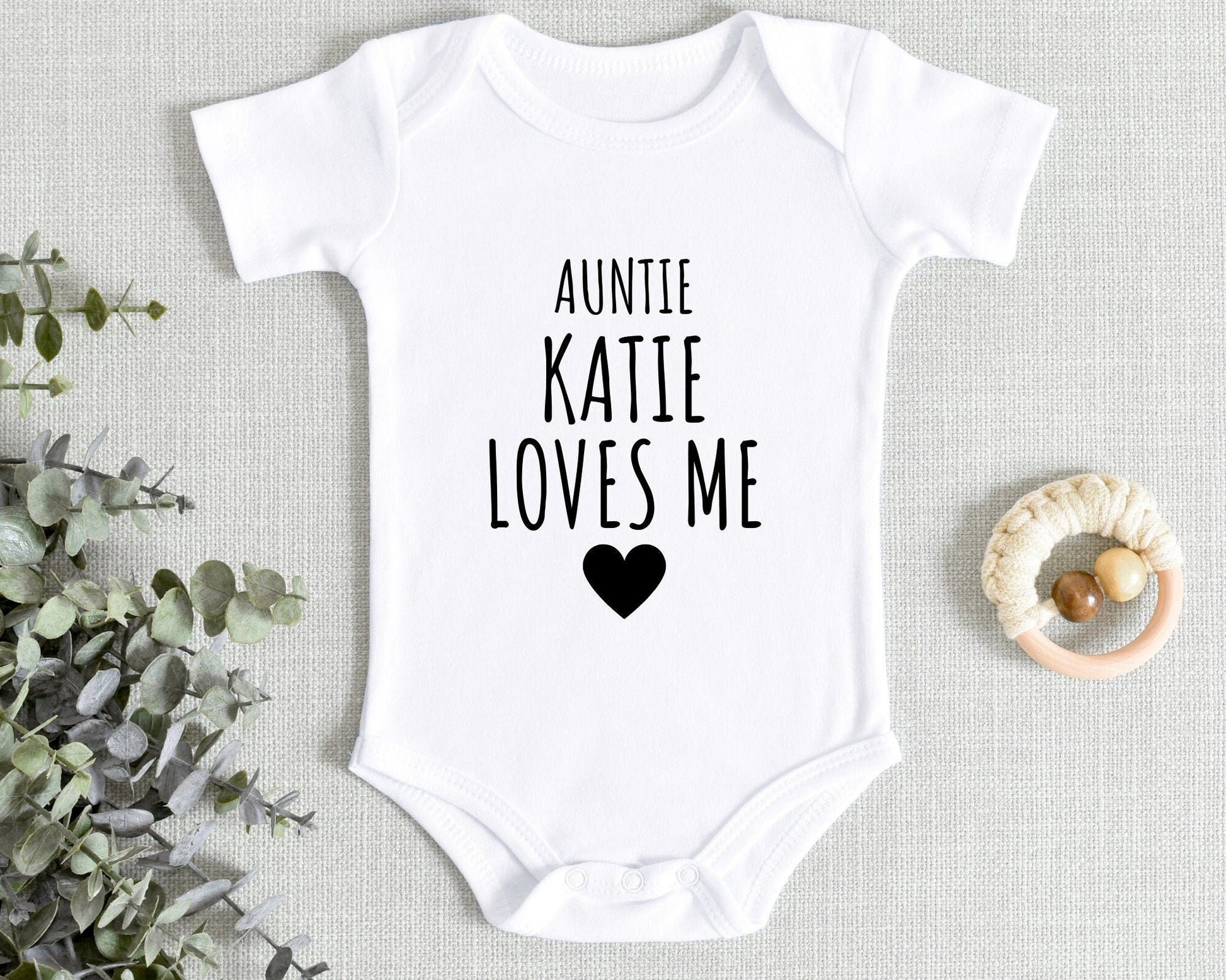 Auntie Loves Me Baby Vest Personalised Bodysuit Aunt Newborn Gift