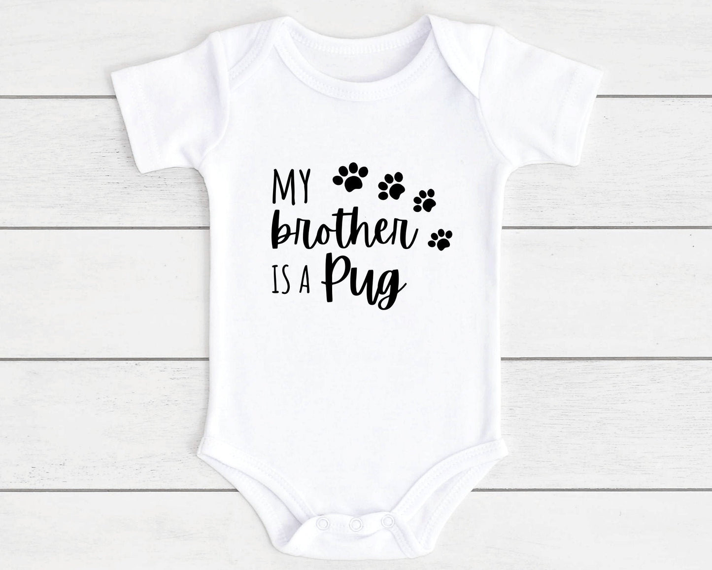 Baby Vest Gift Vest Funny Brother Is A Dog Breed Dachshund, Cockapoo, Labrador, Pug Etc | Customise With Any Breed