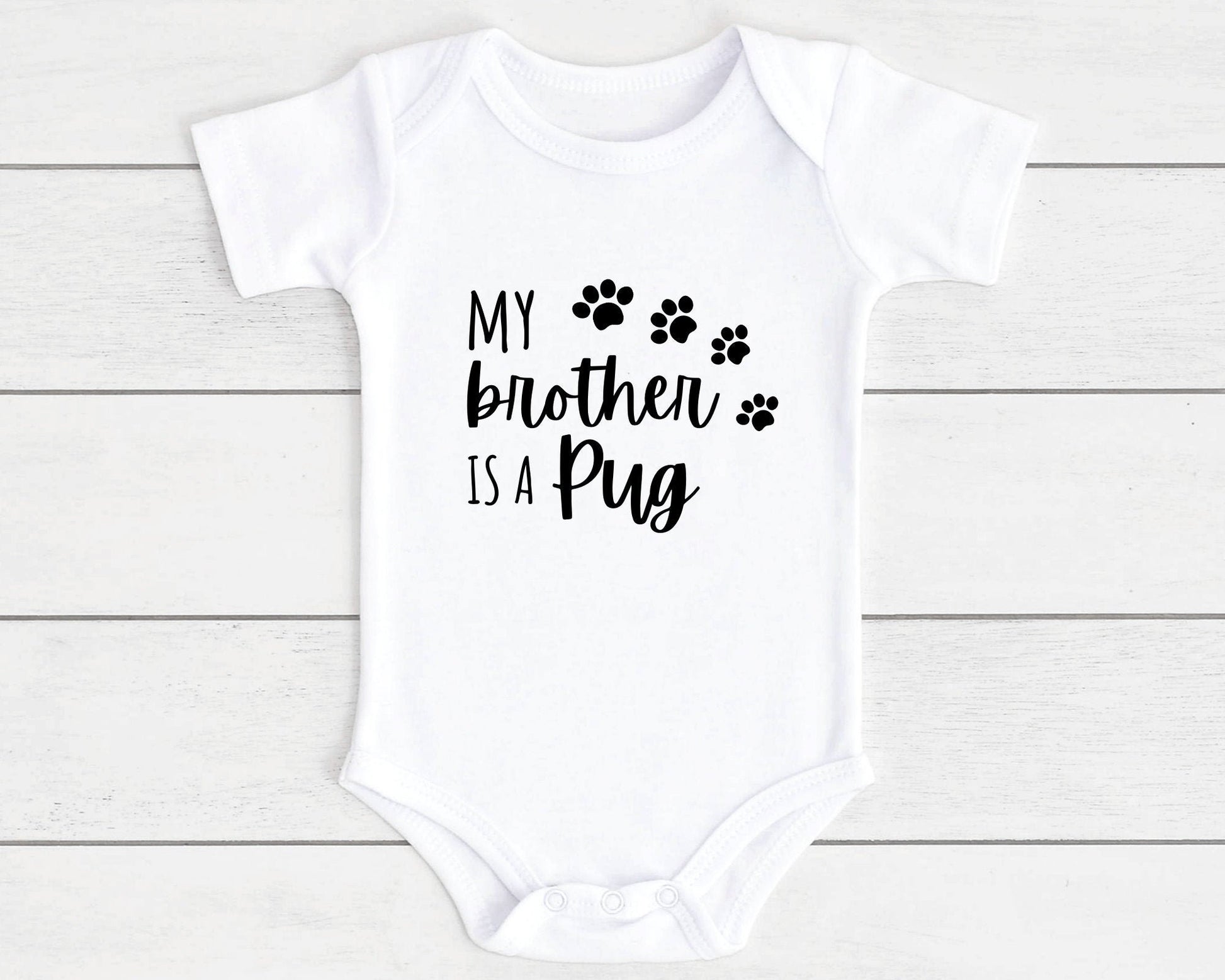 Baby Vest Gift Vest Funny Brother Is A Dog Breed Dachshund, Cockapoo, Labrador, Pug Etc | Customise With Any Breed