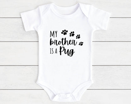 Baby Vest Gift Vest Funny Brother Is A Dog Breed Dachshund, Cockapoo, Labrador, Pug Etc | Customise With Any Breed