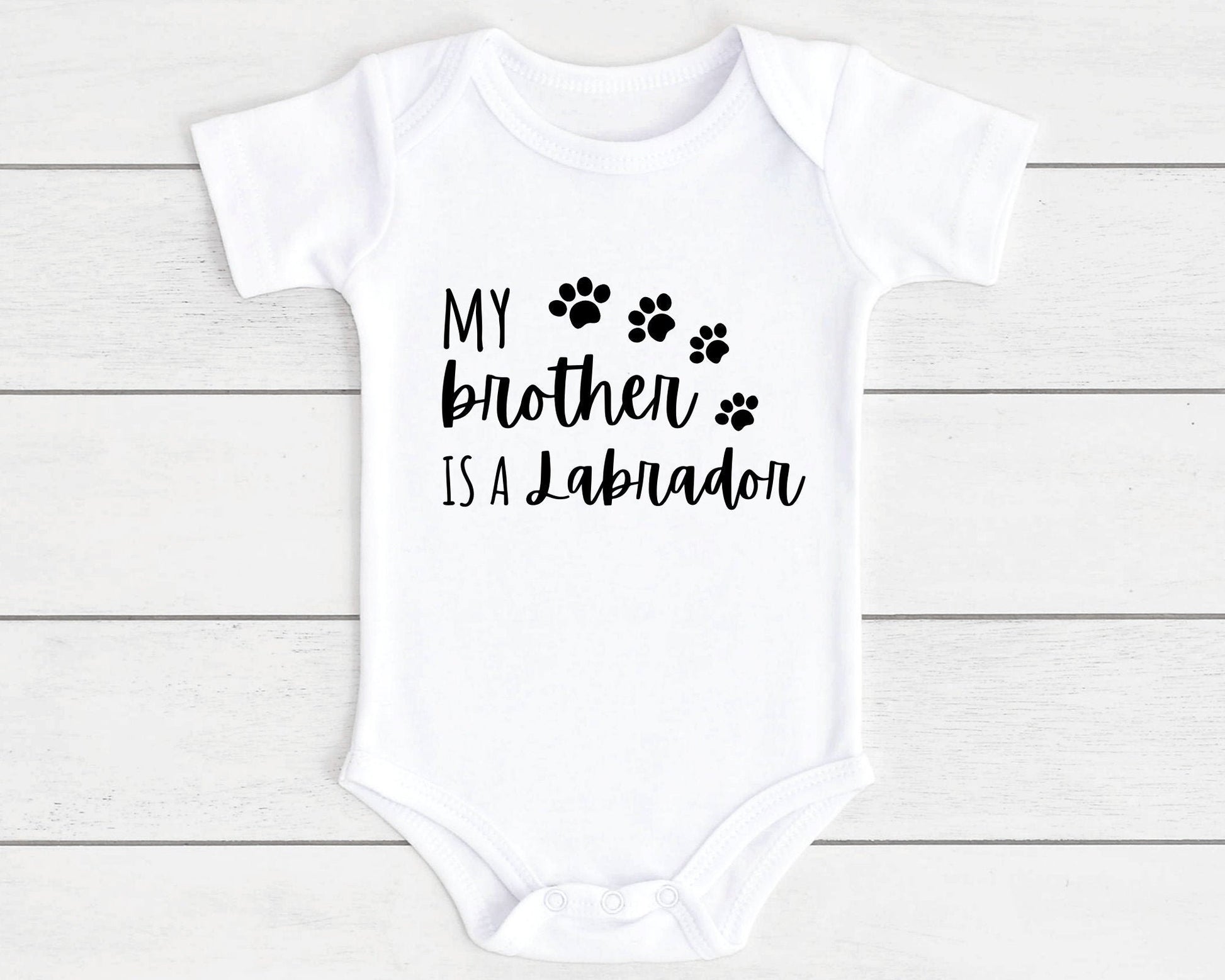 Baby Vest Gift Vest Funny Brother Is A Dog Breed Dachshund, Cockapoo, Labrador, Pug Etc | Customise With Any Breed