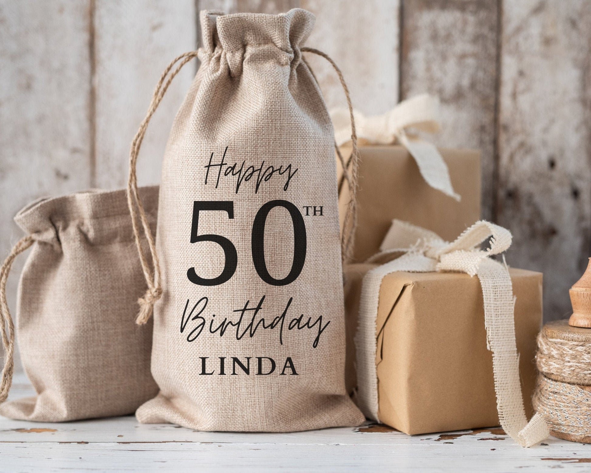 50th Birthday Personalised Wine Bottle Gift Bag Drinks Gift