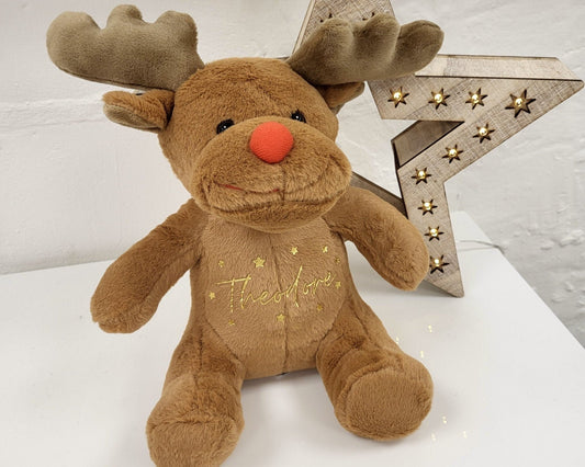 Personalised Christmas Reindeer Soft Toy Teddy Childrens Baby Xmas Gift